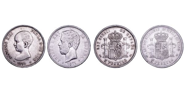 SPAGNA. Lotto di due monete.