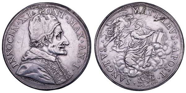 STATO PONTIFICIO. INNOCENZO XI (Benedetto Odescalchi), 1676-1689. Piastra A. I. Roma.