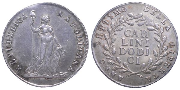 NAPOLI. REPUBBLICA NAPOLETANA 1799. Piastra da 12 Carlini 1799/A. VII.