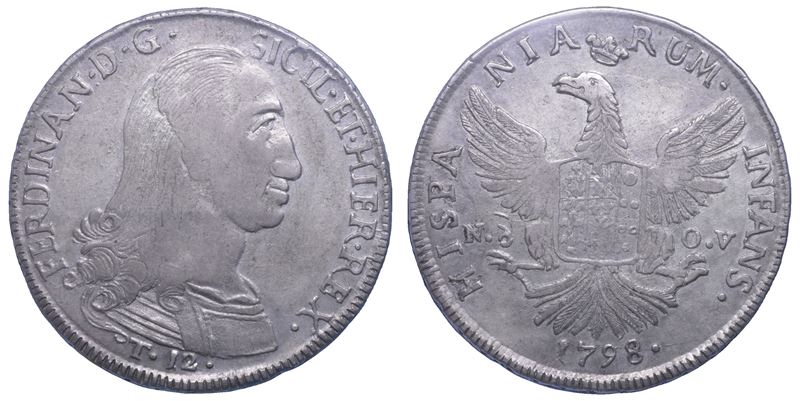 PALERMO. FERDINANDO III DI BORBONE, 1759-1816. 12 tarì 1798.  - Auction Numismatics - Cambi Casa d'Aste