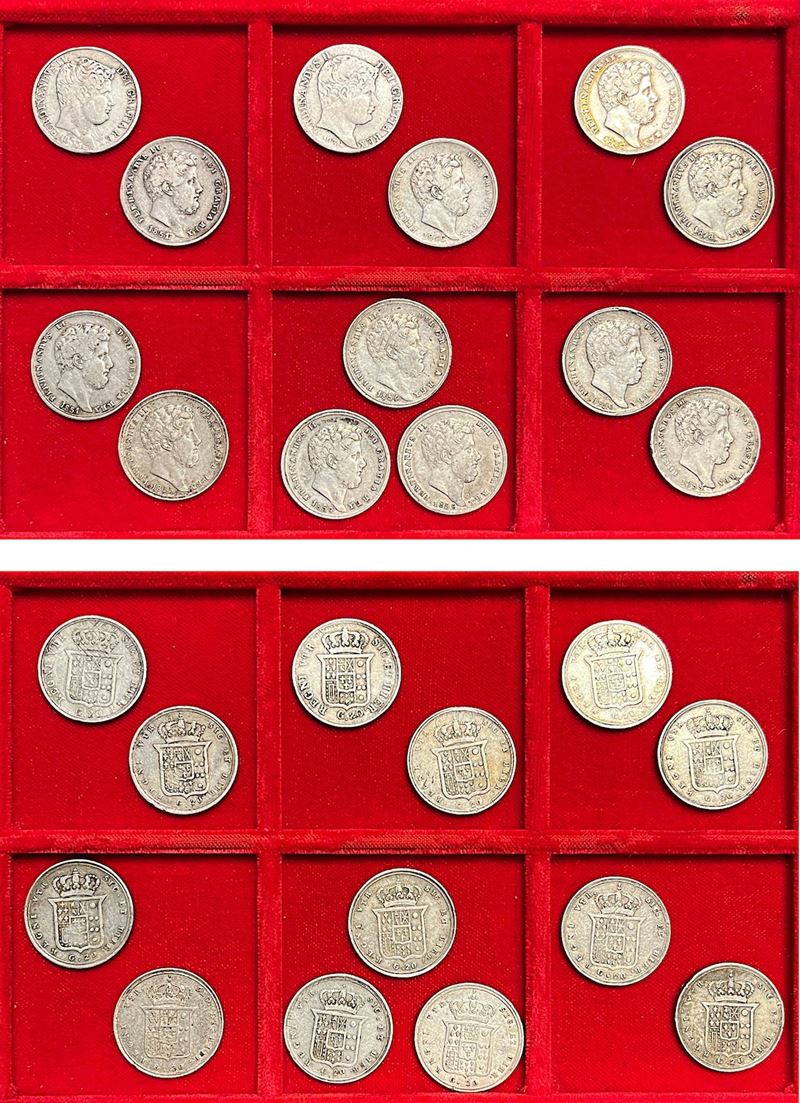 Ferdinando II di Borbone, Tarì da 20 grana di Napoli (serie di tredici monete), argento