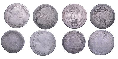 Napoli, Carlo II di Spagna (1665-1700), lotto di quattro monete