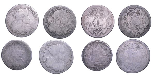 NAPOLI. CARLO II DI SPAGNA, 1665-1700. Lotto di quattro monete.