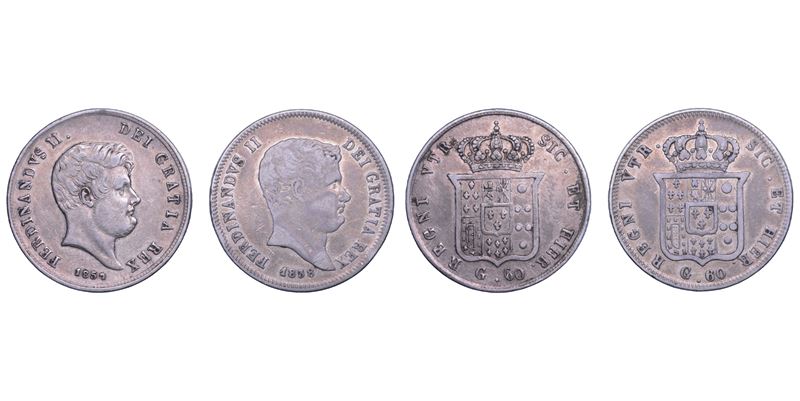 NAPOLI. FERDINANDO II DI BORBONE, 1830-1859. Lotto di due monete.  - Asta Numismatica - Cambi Casa d'Aste