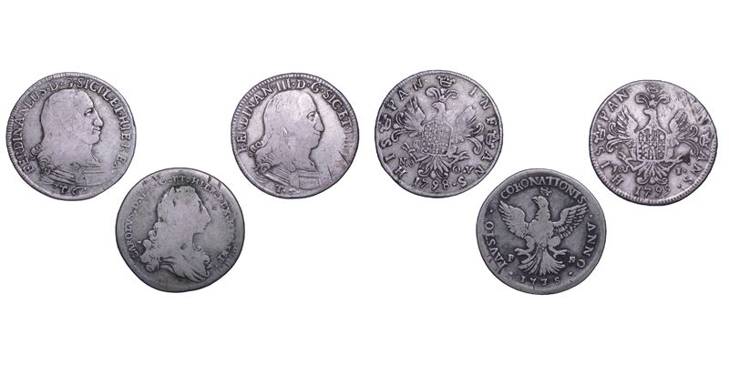 PALERMO. CARLO DI BORBONE (1734-1759) E FERDINANDO III DI BORBONE (1759-1816). Lotto di tre monete.  - Asta Numismatica - Cambi Casa d'Aste