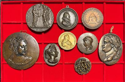 Varie, Lotto di nove medaglie in bronzo (esemplari uniface)