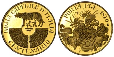 Varie, Medaglia in oro (titolo 900) “Centenario Breccia di Porta Pia”