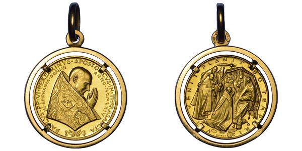 VATICANO. PAOLO VI (Giovanni Battista Montini), 1963-1978. Medaglia in oro 1964.