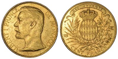 Monaco, Albert I, 100 Francs 1891