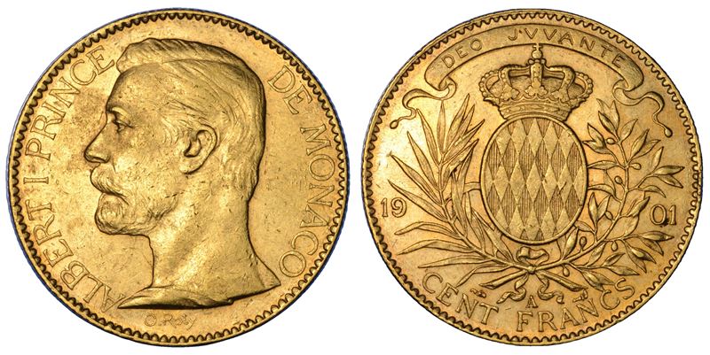 MONACO. ALBERT I, 1889-1922. 100 Francs 1901.  - Asta Numismatica - Cambi Casa d'Aste