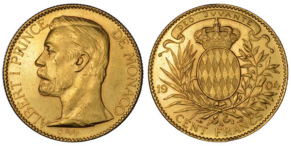 MONACO. ALBERT I, 1889-1922. 100 Francs 1904.