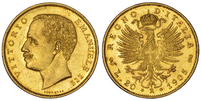 Regno d’Italia, Vittorio Emanuele III di Savoia, 20 Lire 1905 (oro)
