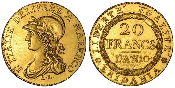 TORINO. REPUBBLICA SUBALPINA, 1800-1802. 20 Franchi A. 10.