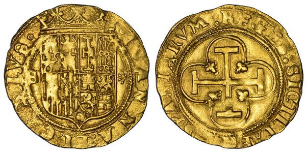 SPAGNA. CARLOS V E JUANA, 1516-1556. Escudo. Siviglia.