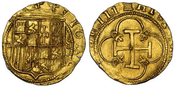 SPAGNA. CARLOS V E JUANA, 1516-1556. Escudo. Siviglia.