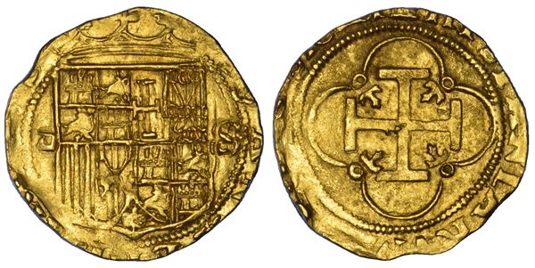 SPAGNA. CARLOS V E JUANA, 1516-1556. Escudo. Siviglia.