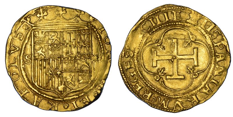 SPAGNA. CARLOS V E JUANA, 1516-1556. Escudo. Siviglia.  - Auction Numismatics - Cambi Casa d'Aste