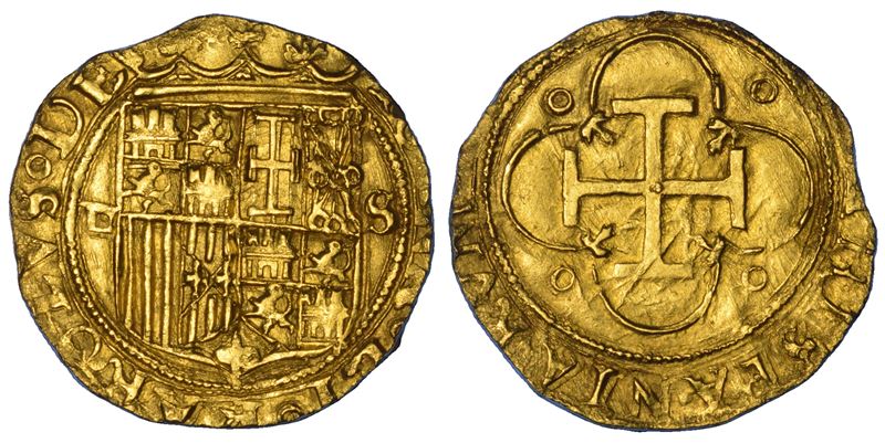 SPAGNA. CARLOS V E JUANA, 1516-1556. Escudo. Siviglia.  - Auction Numismatics - Cambi Casa d'Aste