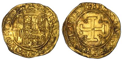 Spagna (Carlos V e Juana), Escudo coronato, oro, Siviglia