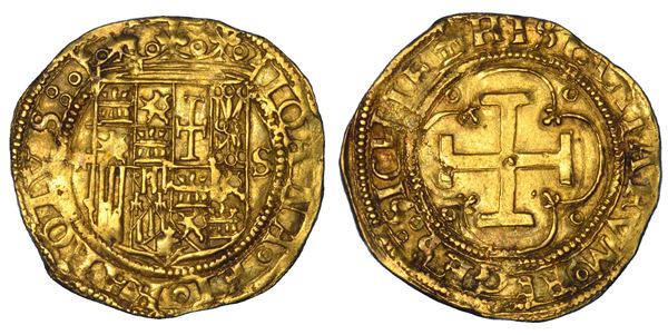SPAGNA. CARLOS V E JUANA, 1516-1556. Escudo. Siviglia.