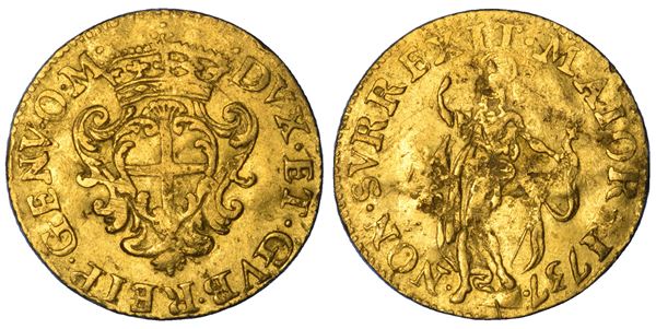 GENOVA. DOGI BIENNALI E GOVERNATORI DELLA REPUBBLICA, 1528-1797. SERIE DELLA III FASE, 1637-1797. Zecchino 1737.