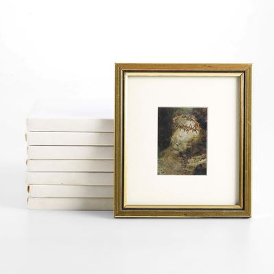 Otto cornici con lastre in argento 925 raffiguranti "Cristo del Valles", XX secolo
