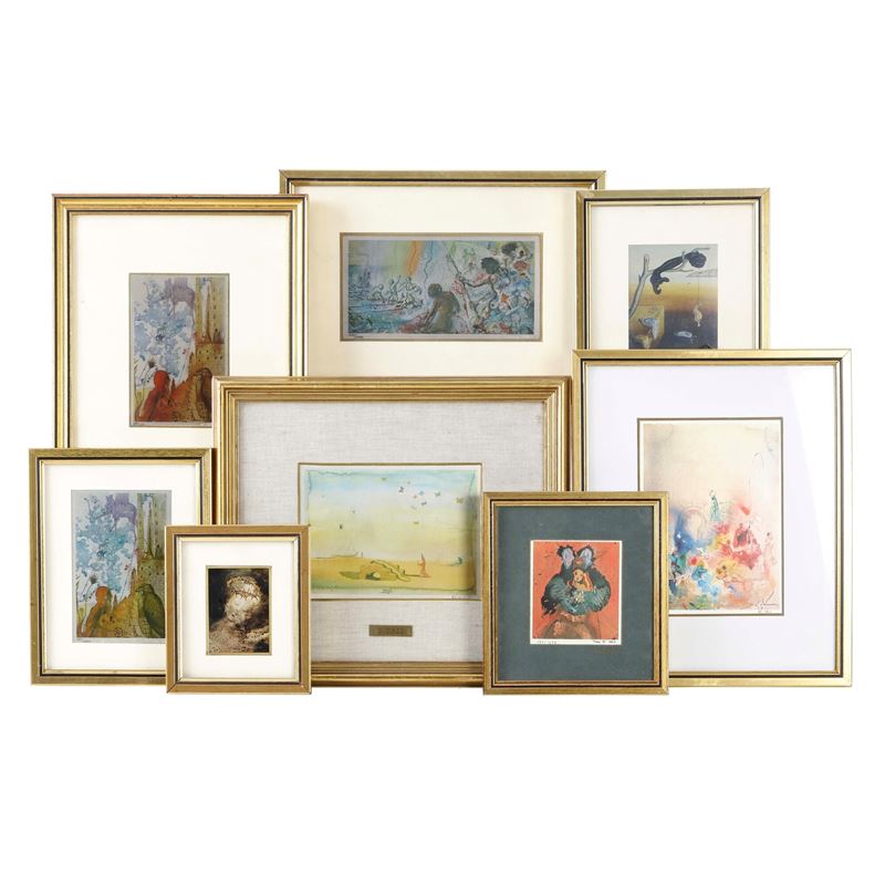 Otto cornici contenenti ognuno una lastra in argento 925, raffiguranti soggetti vari. XX secolo  - Auction Artworks, Furniture and Works of Art. A charitable bequest - II - Cambi Casa d'Aste