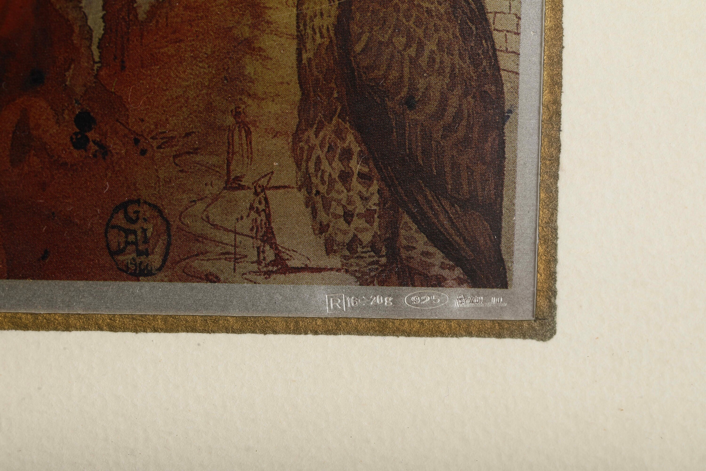 Salvator Dalì, Quattro cornici con lastre in argento 925 raffiguranti animali