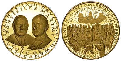 Giampaoli, Medaglia in oro con busti di Giovanni XXIII e Paolo VI (secondo Concilio Ecumenico Vat...