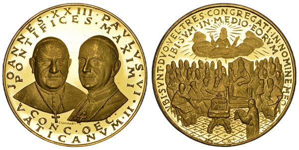 VATICANO. PAOLO VI (Giovanni Battista Montini), 1963-1978. Medaglia in oro. Secondo Concilio Ecumenico Vaticano.