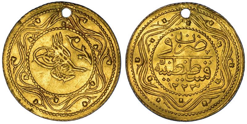 IMPERO OTTOMANO. MAHMUD II, 1808-1839 (1223-1255). 2 Rumi Altın 1223 (anno 10).  - Asta Numismatica - Cambi Casa d'Aste