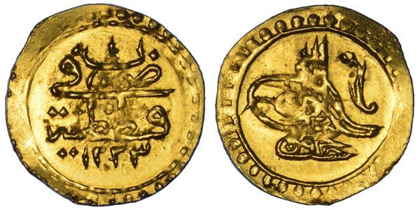 IMPERO OTTOMANO. MAHMUD II, 1808-1839 (1223-1255). 1/4 Zeri Mahbub 1223 (anno 1).