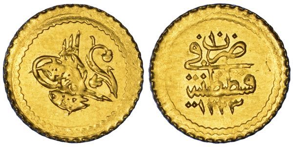 IMPERO OTTOMANO. MAHMUD II, 1808-1839 (1223-1255). 1/4 Zeri Mahbub 1223 (anno 10).