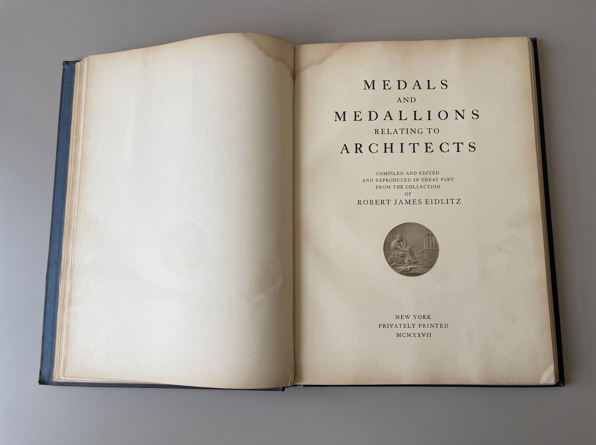 EIDLITZ R. J., Medals and Medallions Relating to Architects