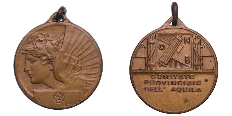 VARIE. ERA FASCISTA. Medaglia in bronzo. Comitato Provinciale dell’Aquila.  - Asta Numismatica - Cambi Casa d'Aste