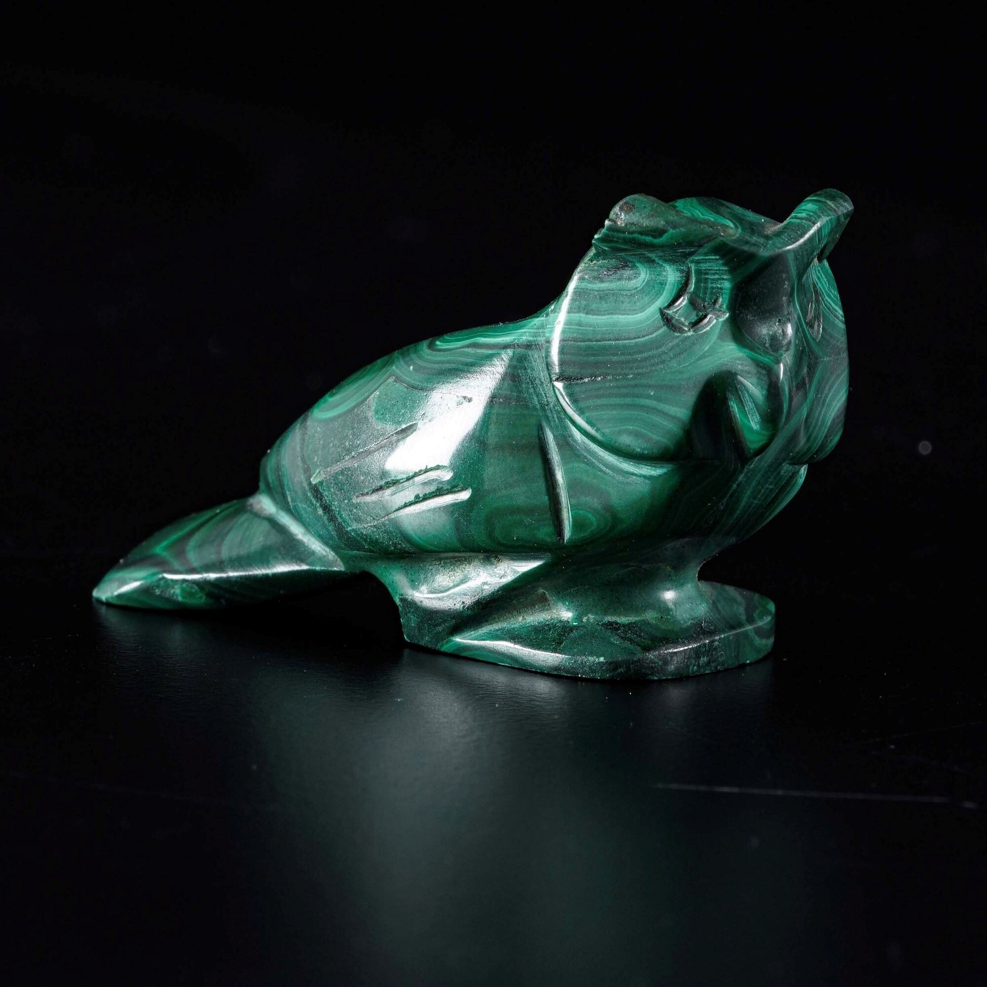 Gruppo di Quattro Uccelli in Malachite