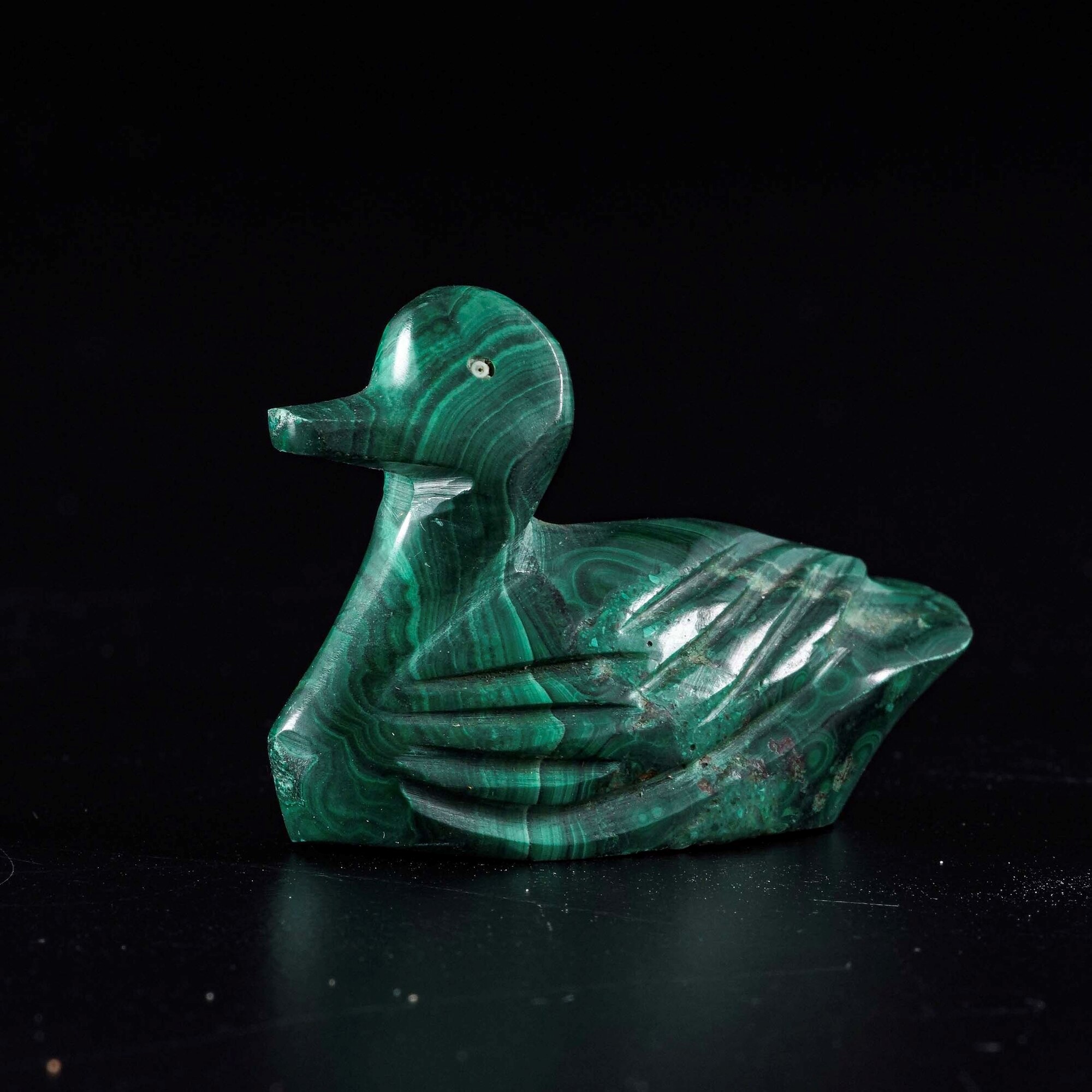 Gruppo di Quattro Uccelli in Malachite