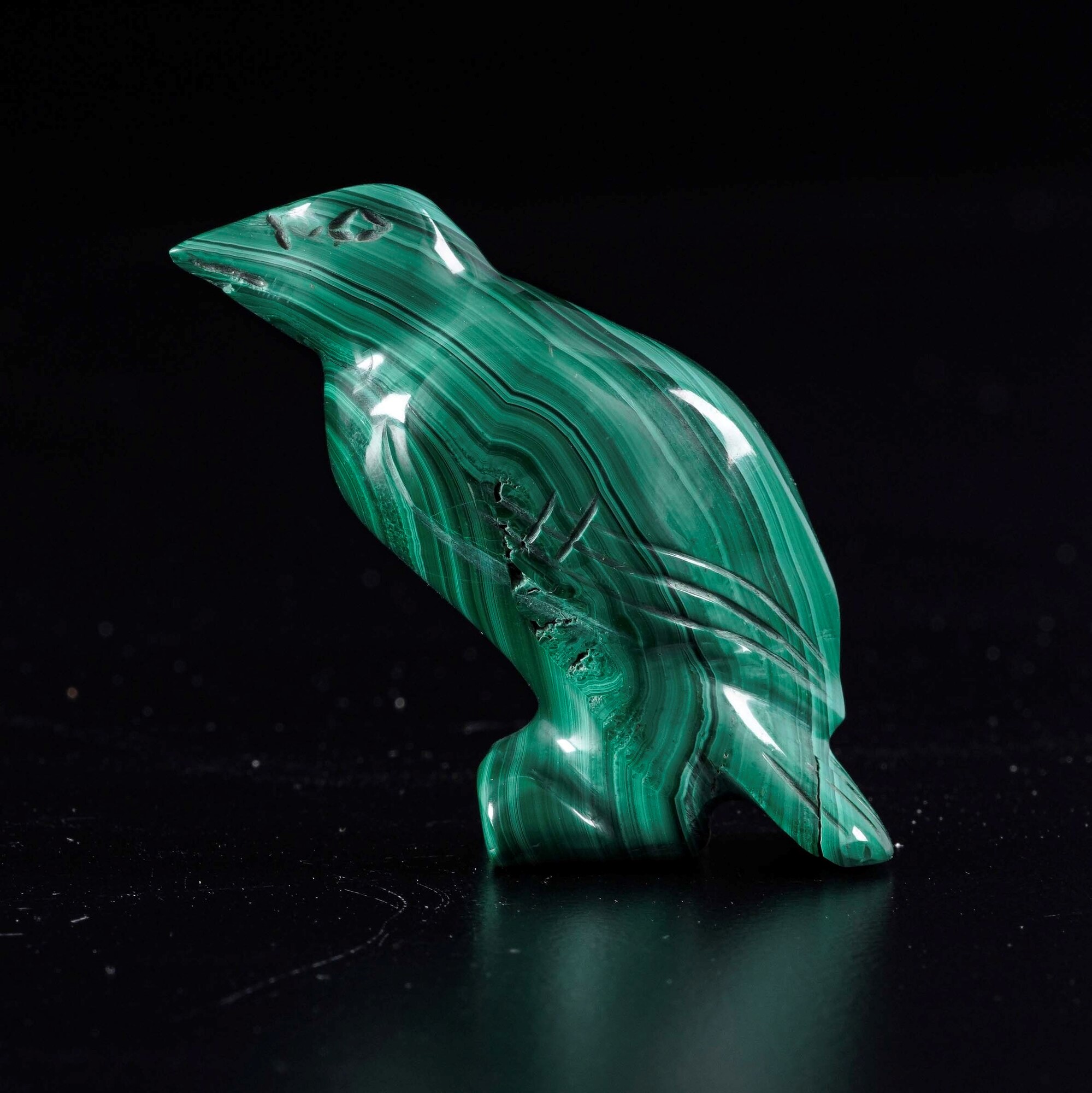 Gruppo di Quattro Uccelli in Malachite