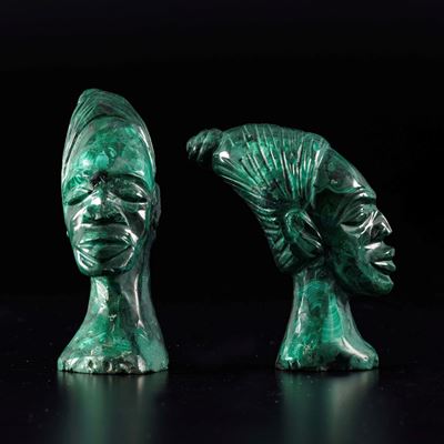 Due Teste di Moro in Malachite