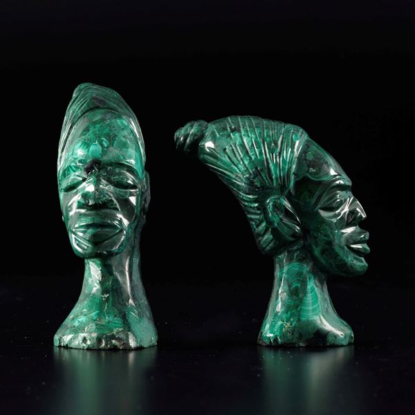 Due teste di moro in malachite