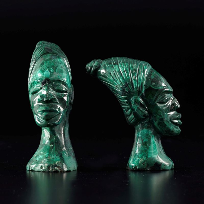 Due Teste di Moro in Malachite
