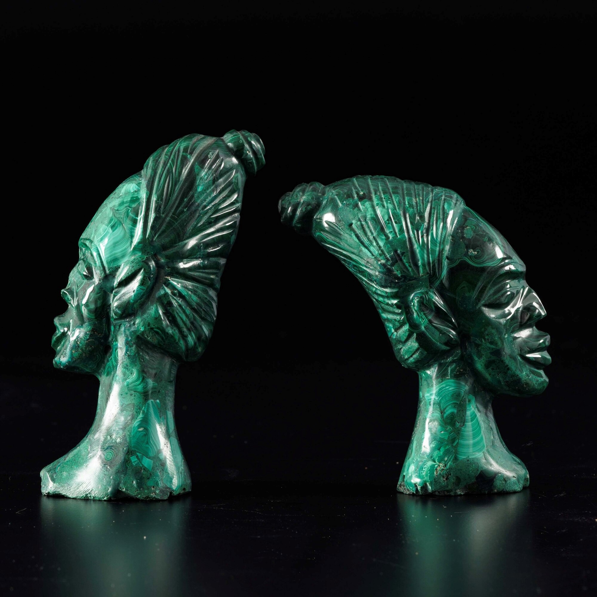 Due Teste di Moro in Malachite