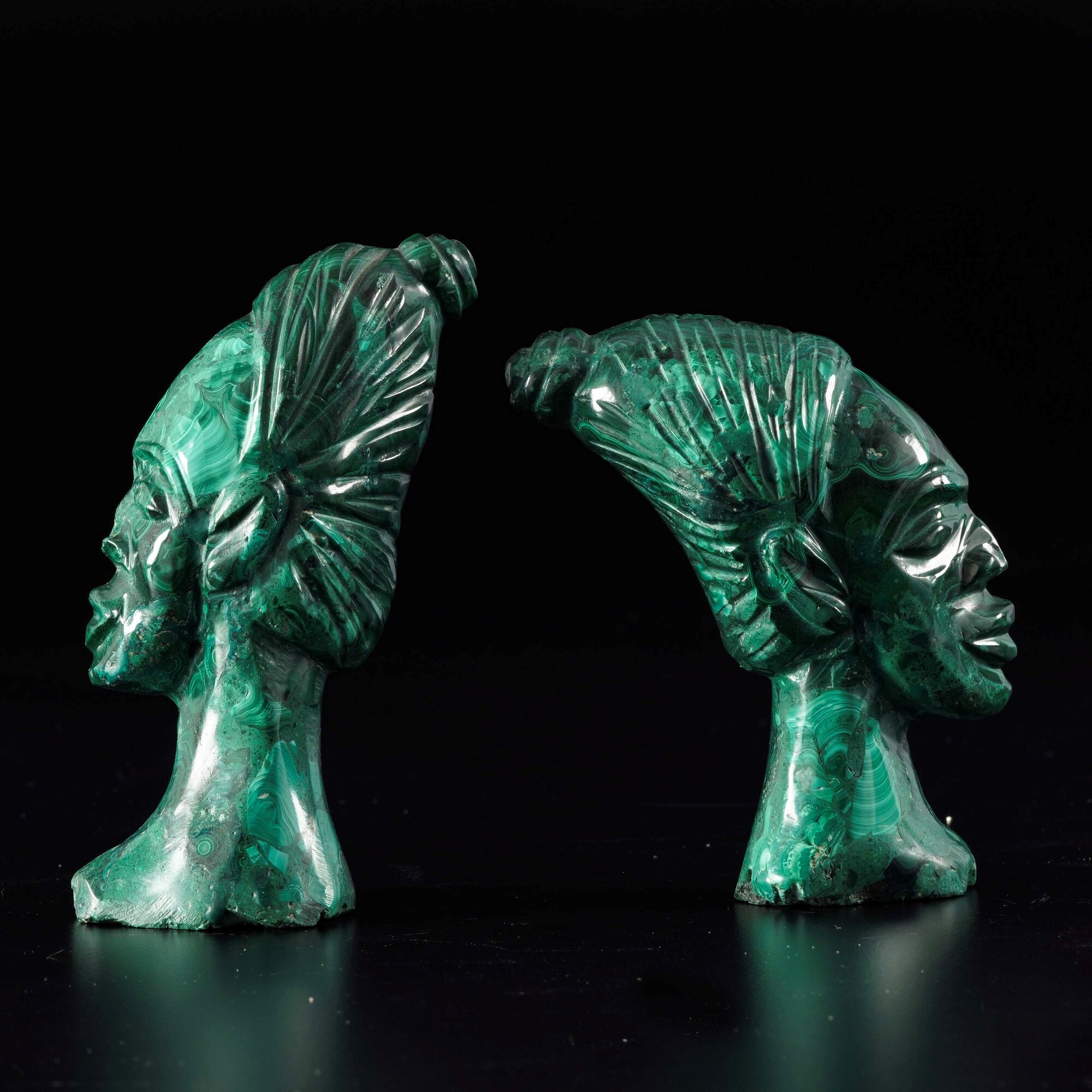 Due Teste di Moro in Malachite