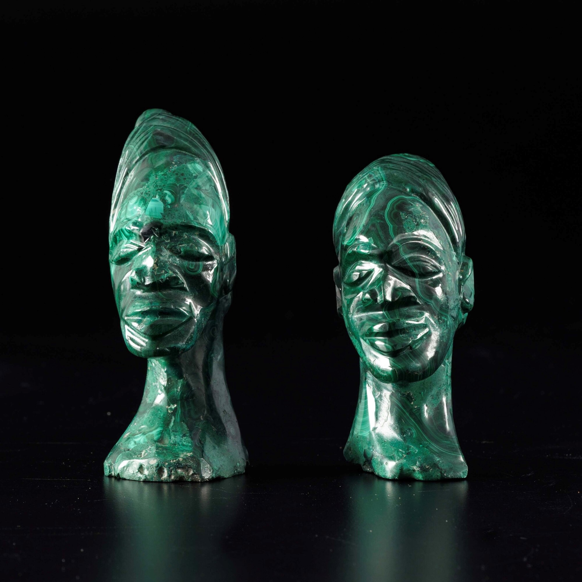 Due Teste di Moro in Malachite