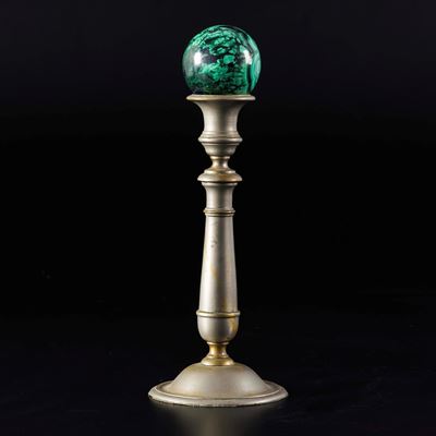 Sfera di Malachite su Base in Metallo (XX Secolo)