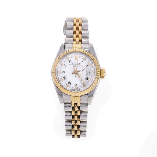 Rolex Oyster Perpetual Date – Acciaio e oro giallo, quadrante bianco (*)