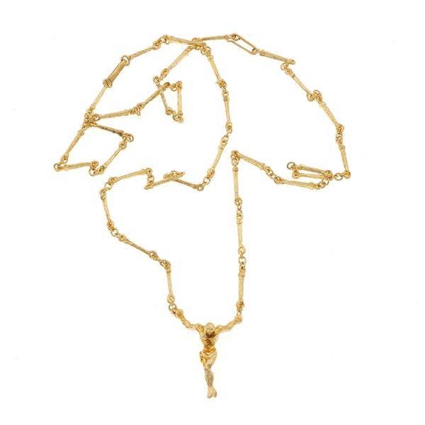 "Christo De San Juan De La Cruz", gold necklace. Signed and numbered Dalì n. A 122/1000