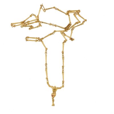 Salvador Dalí, Christo De San Juan De La Cruz, collana in oro giallo 750/1000