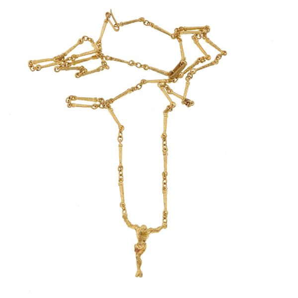 "Christo De San Juan De La Cruz", gold necklace. Signed and numbered Dalì, n. A 104/1000
