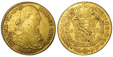 Fernando VII, 8 Escudos 1818, Santa Fe de Nuevo Reino